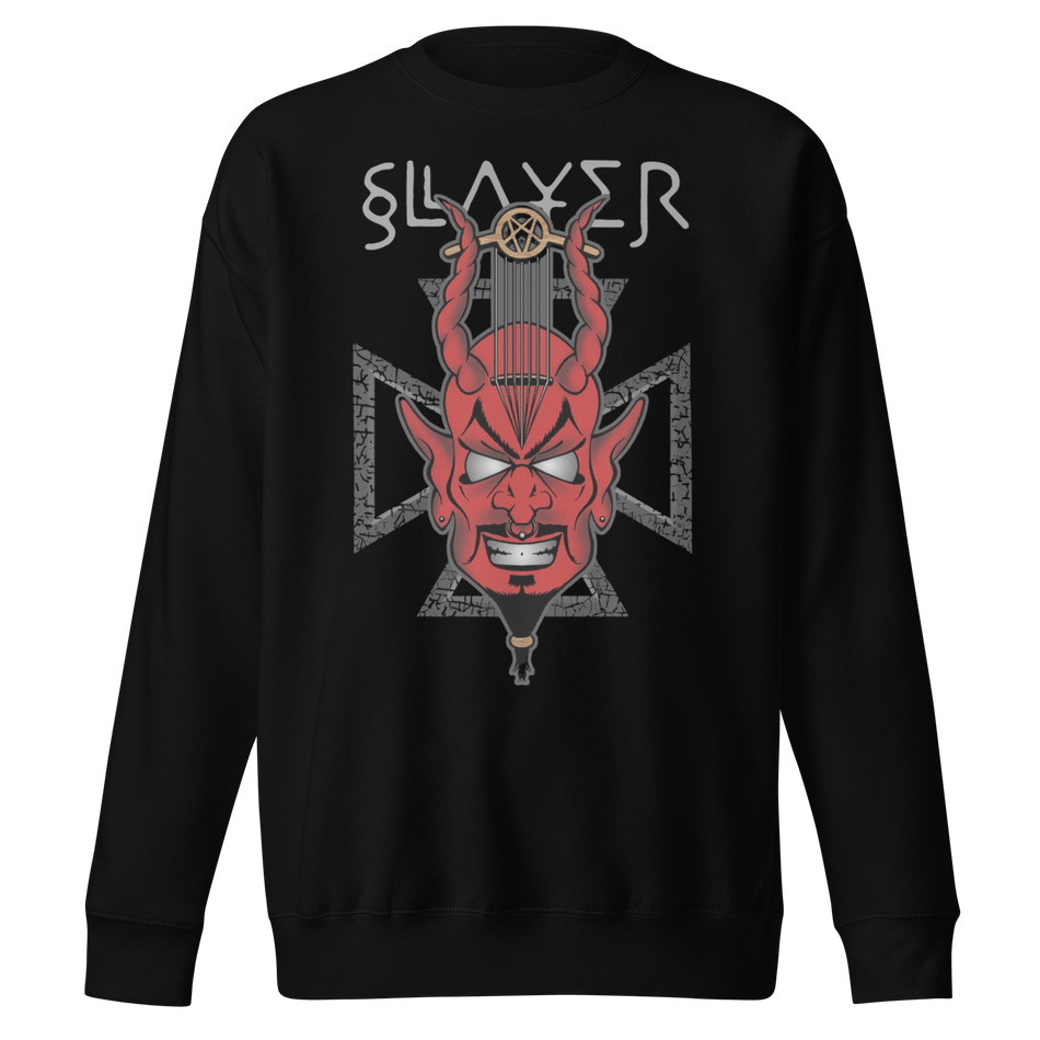 Stakes Slayer Devil's Horns Vintage Jumbo Print Sweatshirt Black