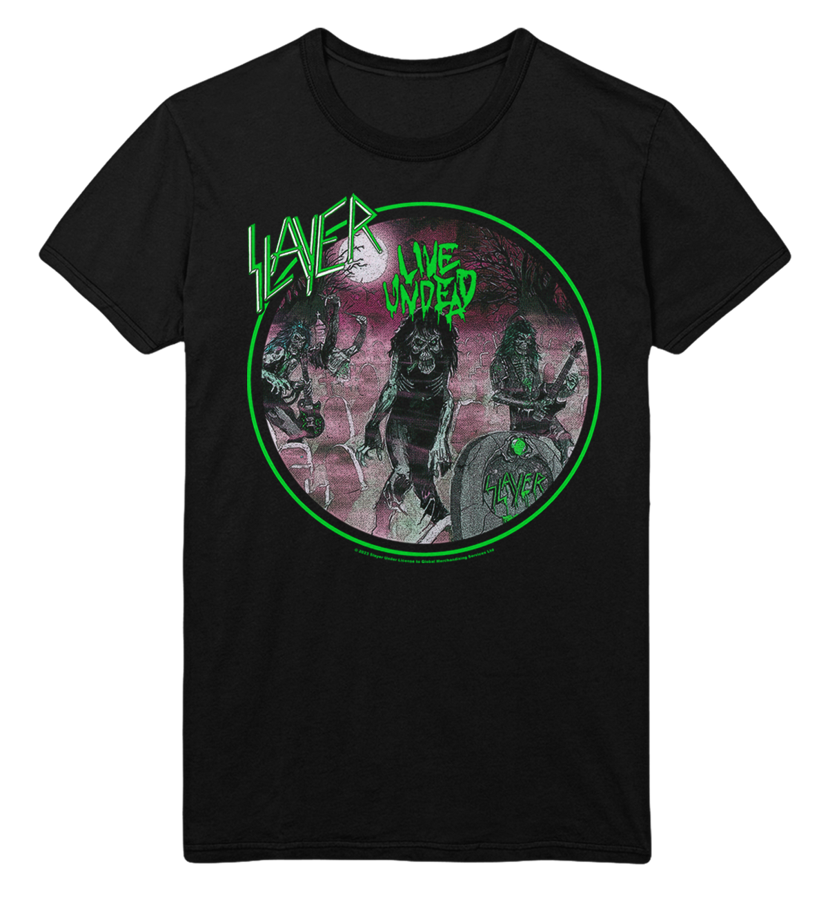 Stakes Slayer Neon Green Undead Jumbo Print T-Shirt Black