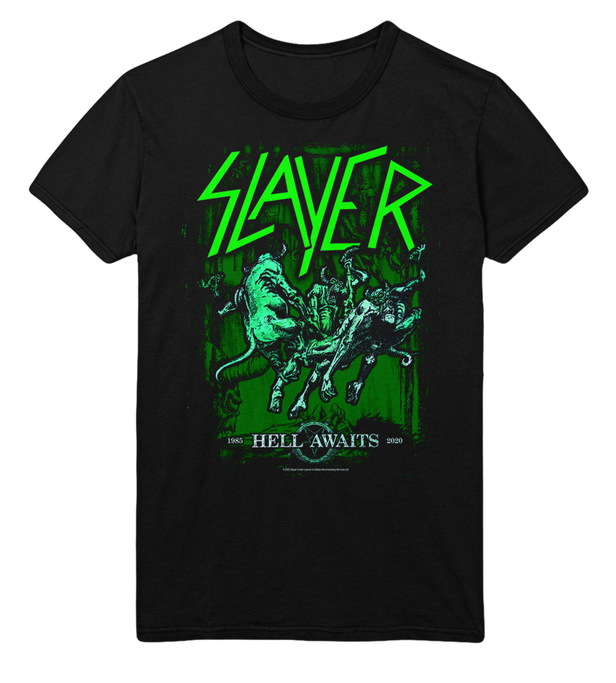 Stakes Slayer Neon Hell Awaits Jumbo Print T-Shirt Black