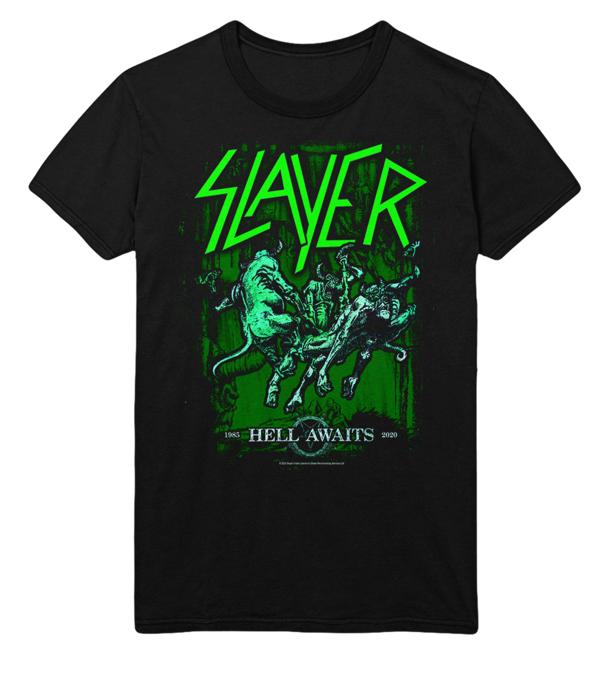 Stakes Slayer Neon Hell Awaits Jumbo Print T-Shirt Black