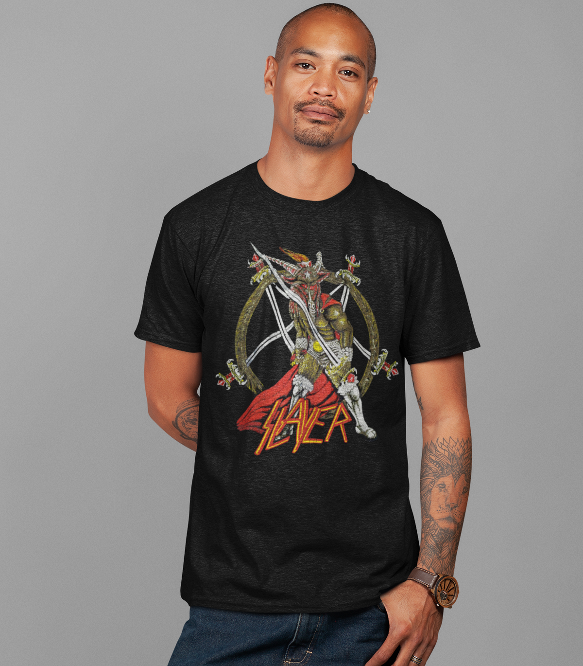 Stakes Slayer - Show No Mercy Jumbo Print T-Shirt Black