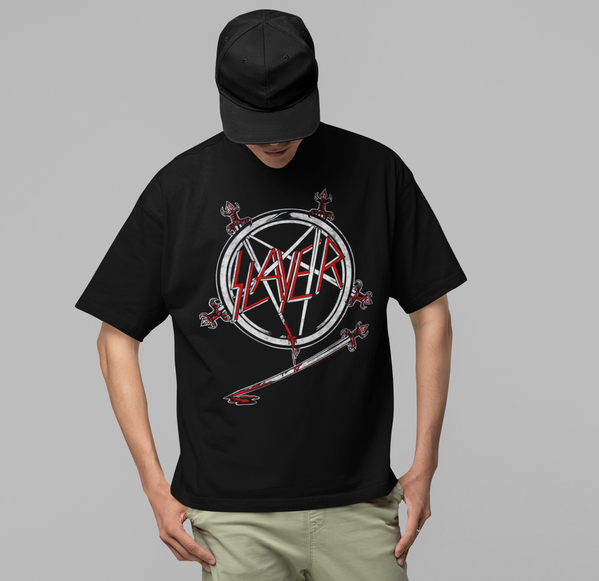 Stakes Slayer Sword Logo Jumbo Print T-shirt Black