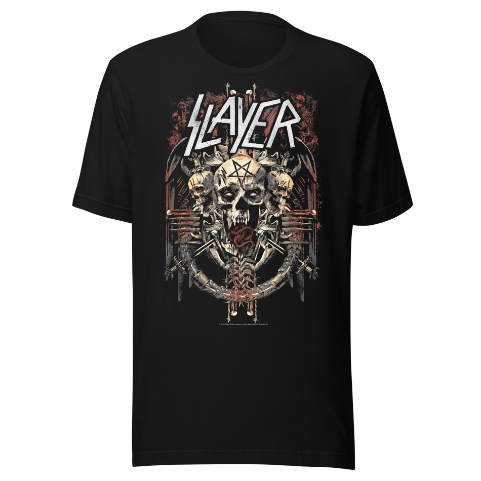Stakes Slayer - Three Skulls Jumbo Print T-Shirt Black