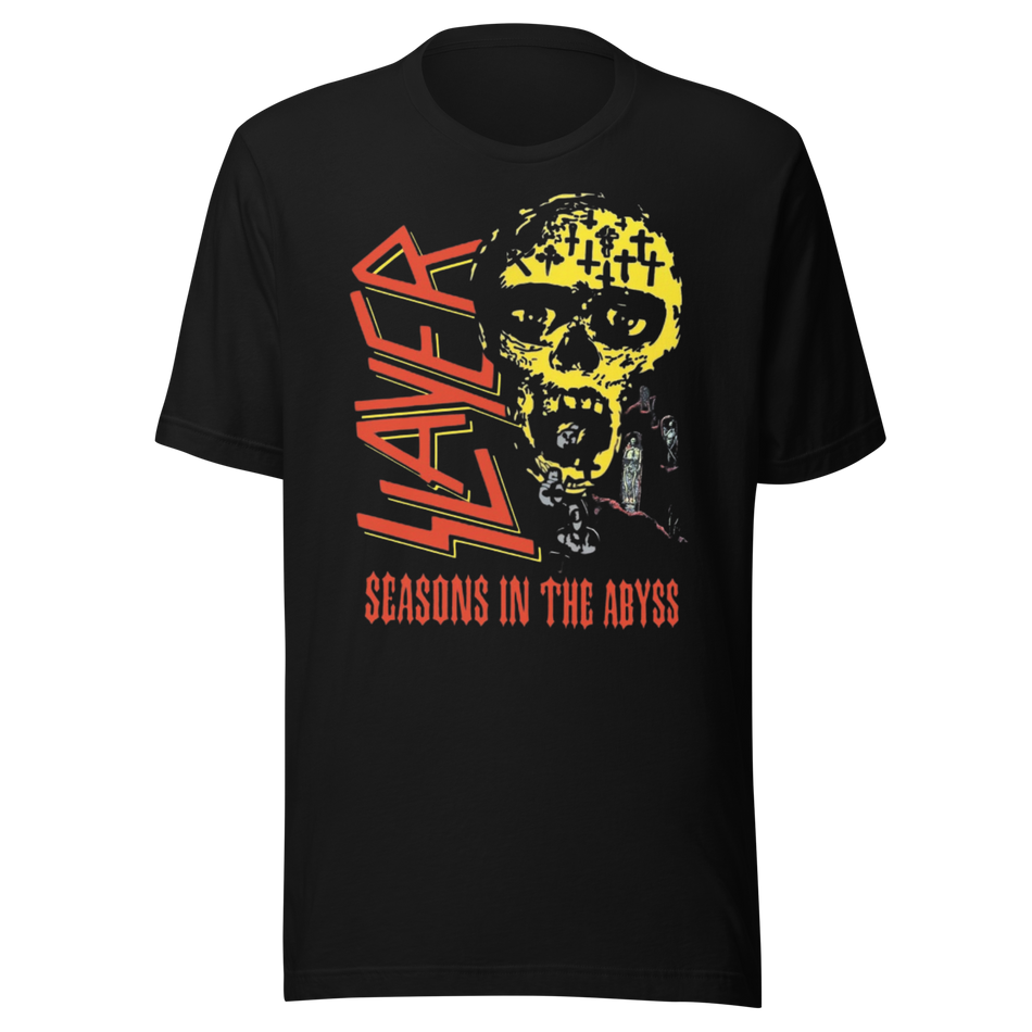 Stakes Slayer Vintage 1990 Season's In the Abyss Jumbo Print T-Shirt Black