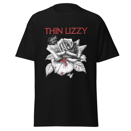 Stakes Thin Lizzy - Black Rose Jumbo Print T-Shirt Black