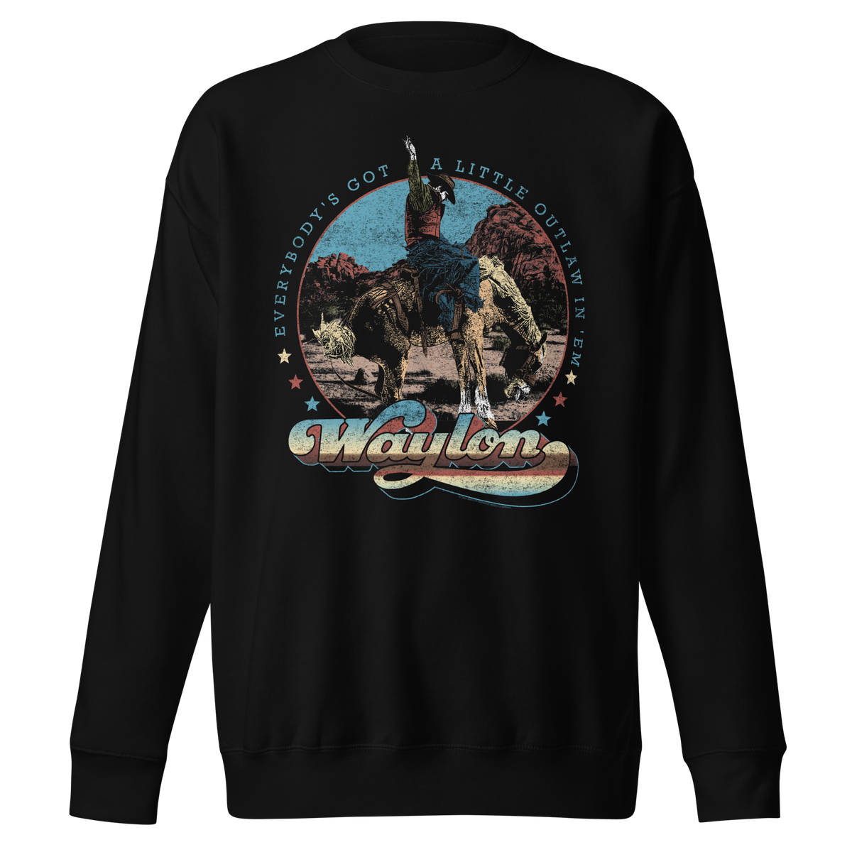 Stakes Waylon Jennings A Little Outlaw in Em Sweatshirt Black