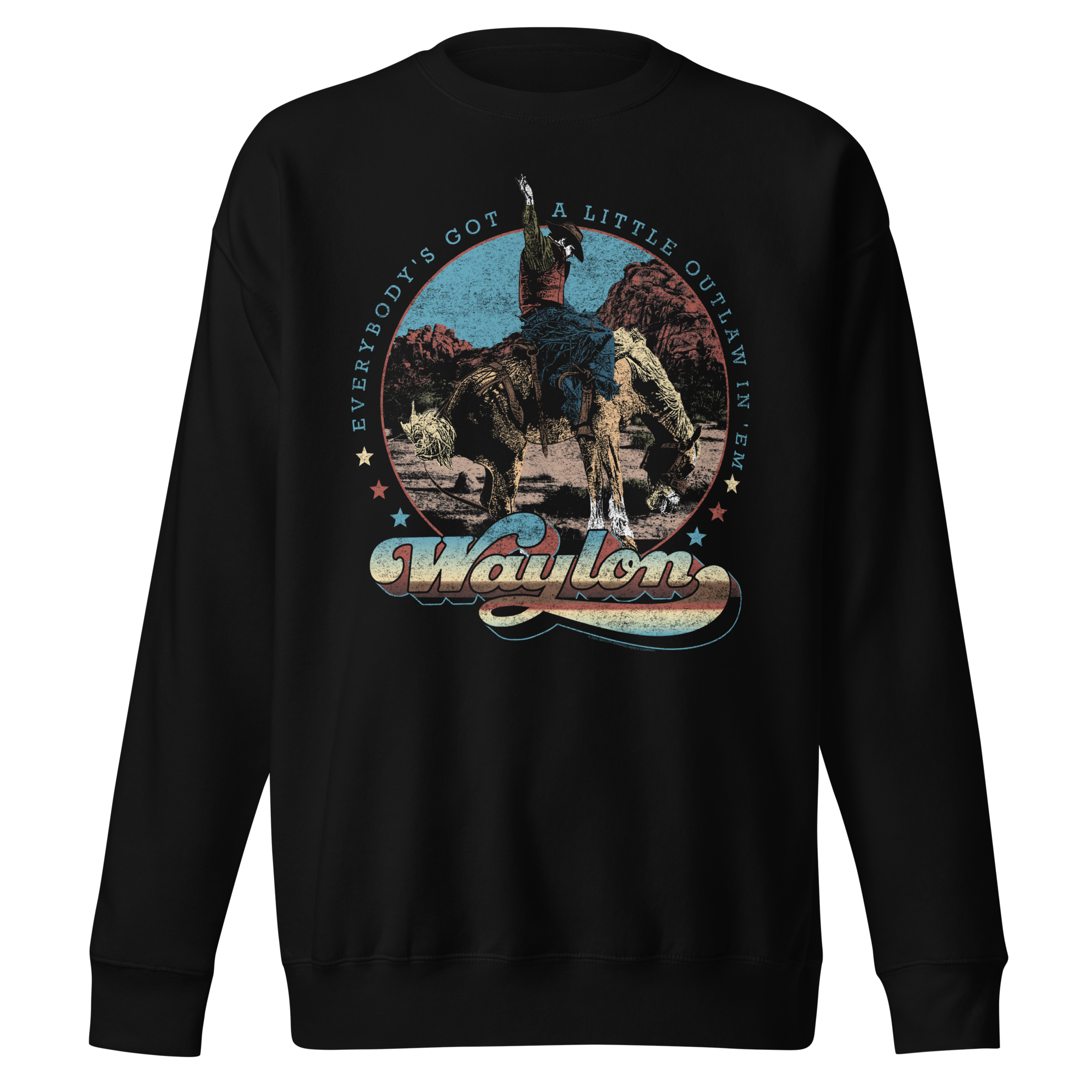 Stakes Waylon Jennings A Little Outlaw in Em Sweatshirt Black