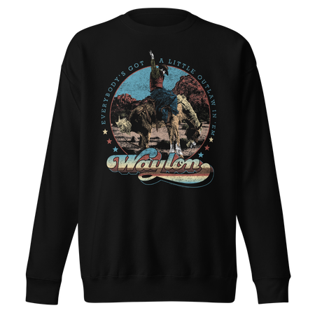Stakes Waylon Jennings A Little Outlaw in Em Sweatshirt Black