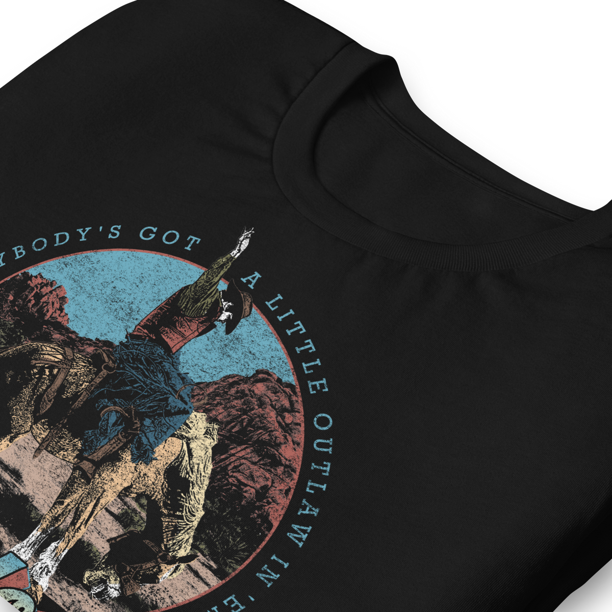 Stakes Waylon Jennings A Little Outlaw in Em T-Shirt Black