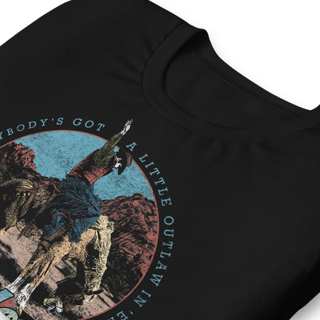 Stakes Waylon Jennings A Little Outlaw in Em T-Shirt Black
