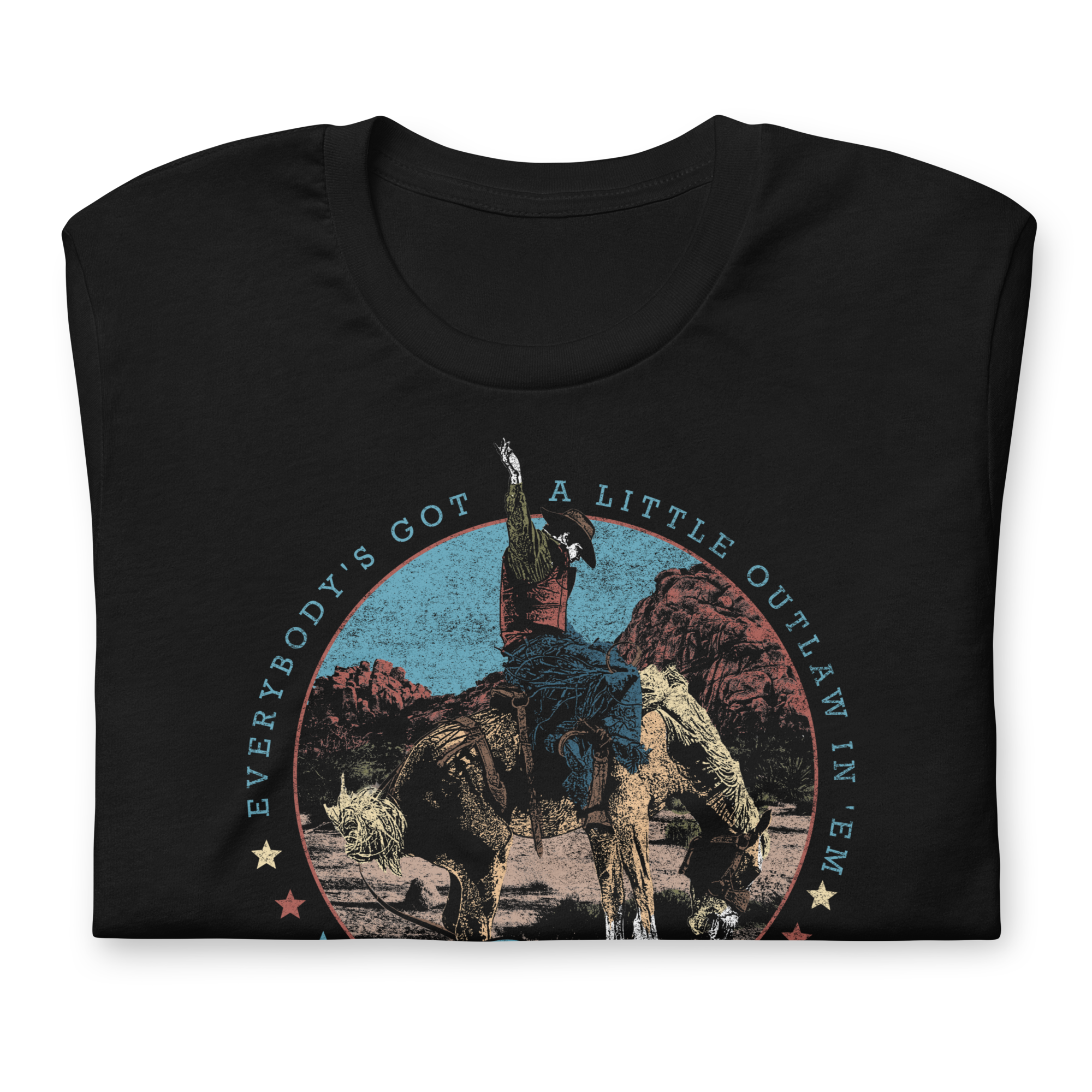 Stakes Waylon Jennings A Little Outlaw in Em T-Shirt Black