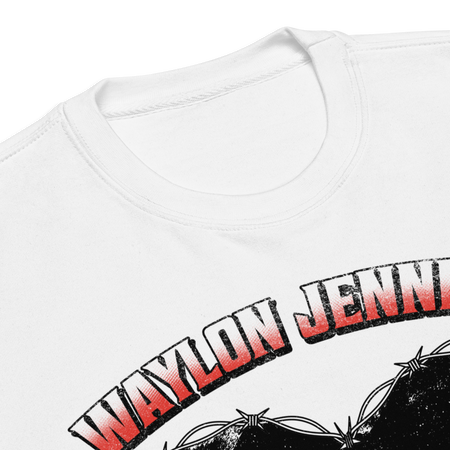 Stakes Waylon Jennings Ladies Love Outlaws Sweatshirt White