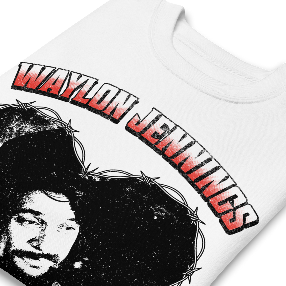 Stakes Waylon Jennings Ladies Love Outlaws Sweatshirt White