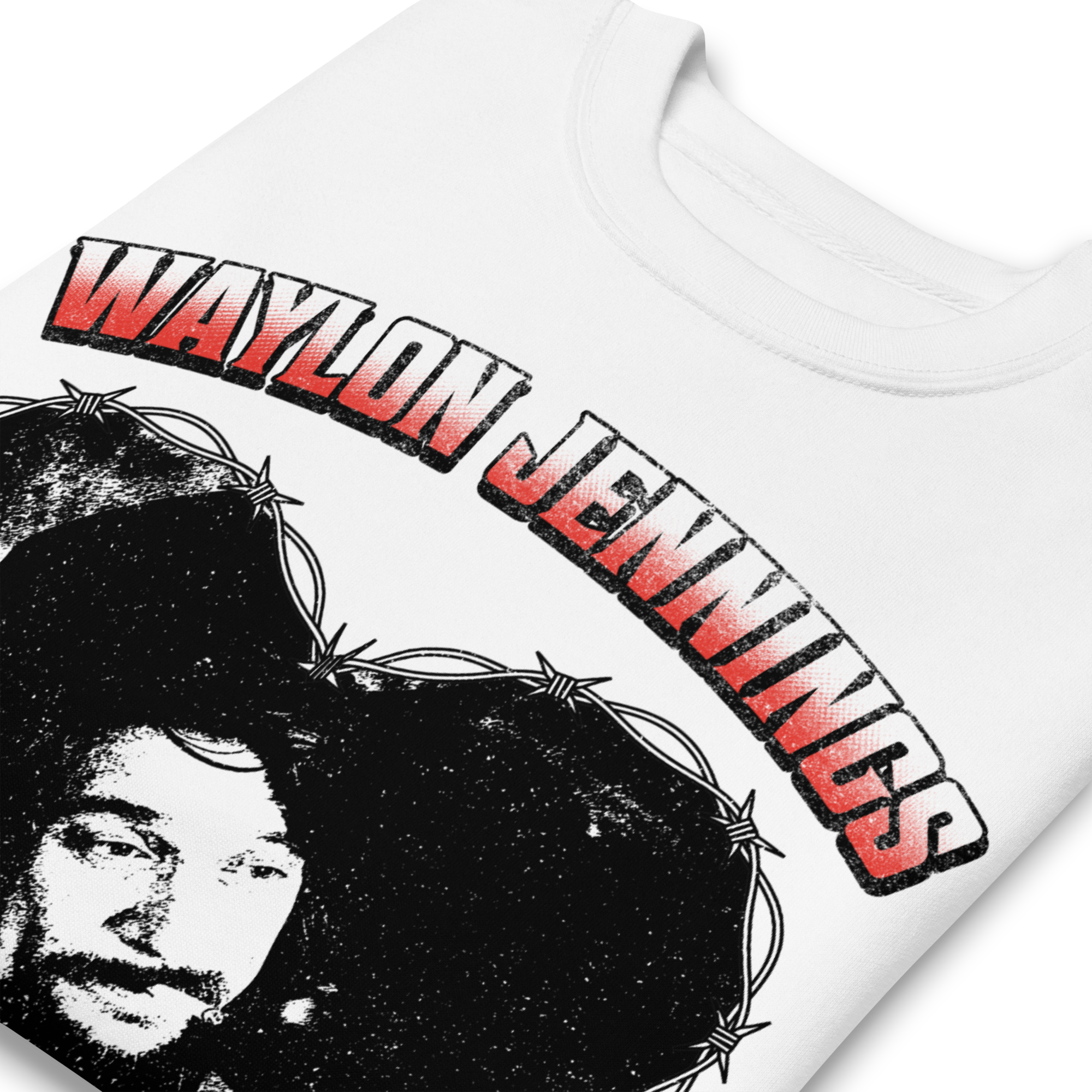 Stakes Waylon Jennings Ladies Love Outlaws Sweatshirt White