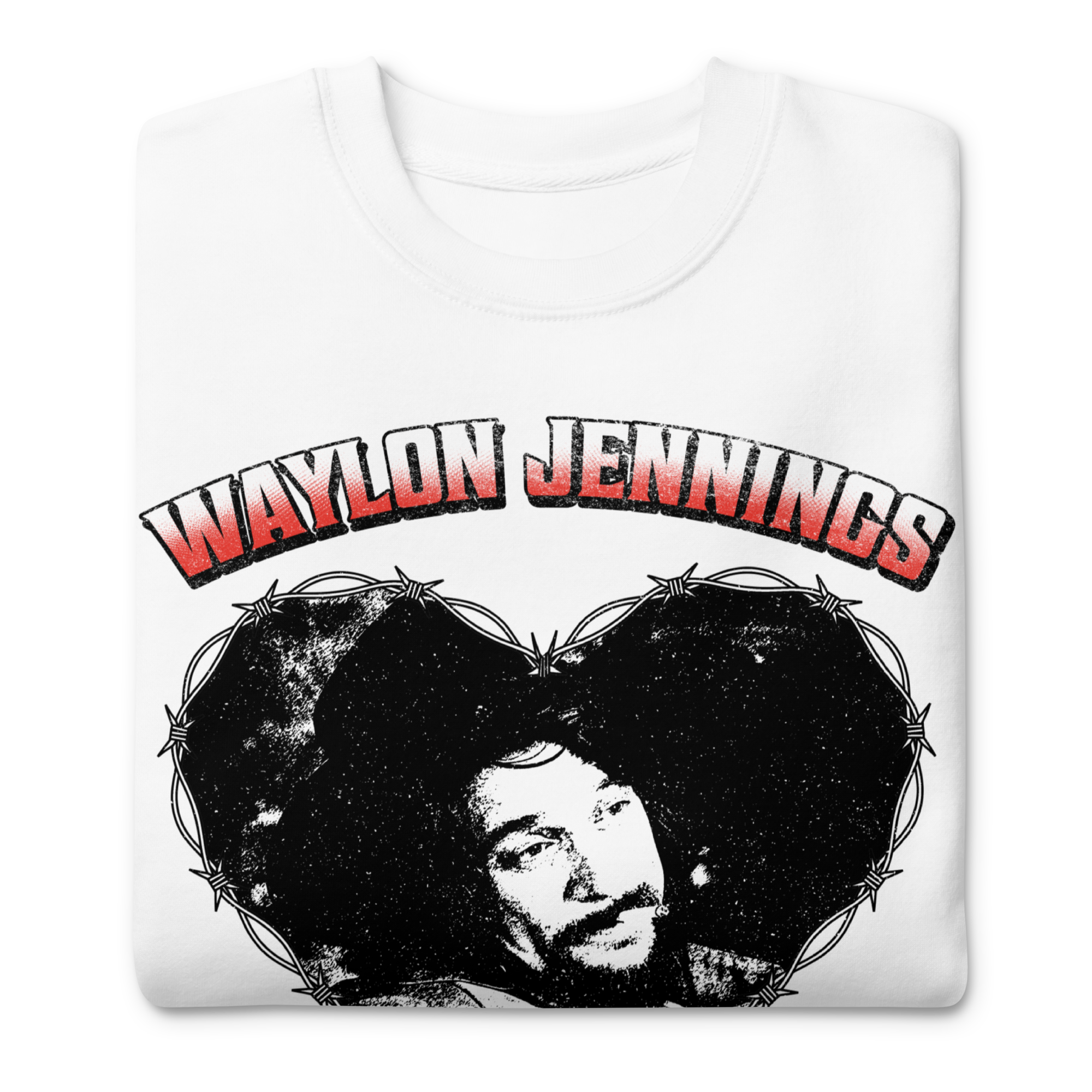 Stakes Waylon Jennings Ladies Love Outlaws Sweatshirt White