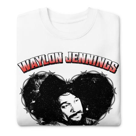Stakes Waylon Jennings Ladies Love Outlaws Sweatshirt White