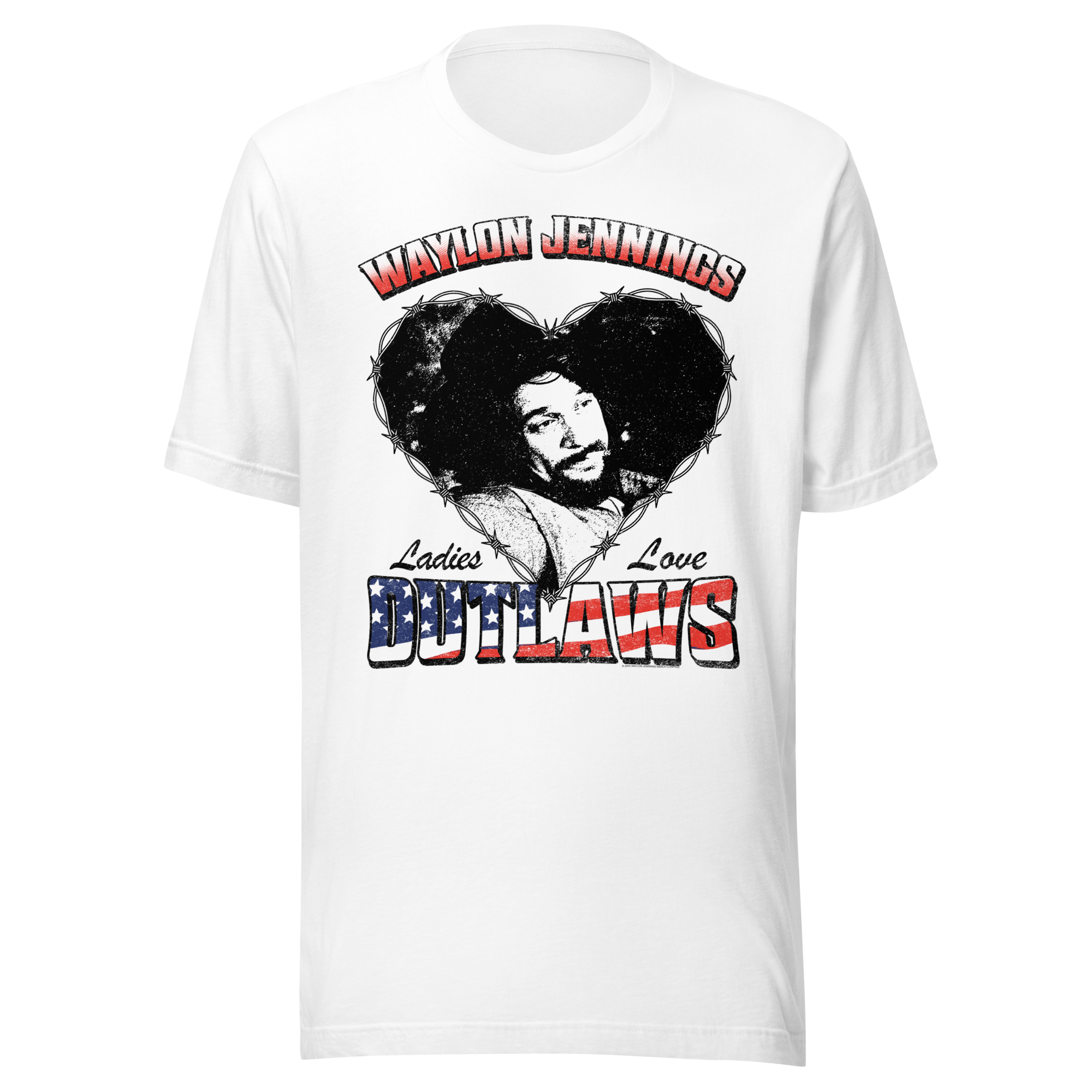 Stakes Waylon Jennings Ladies Love Outlaws T-Shirt White