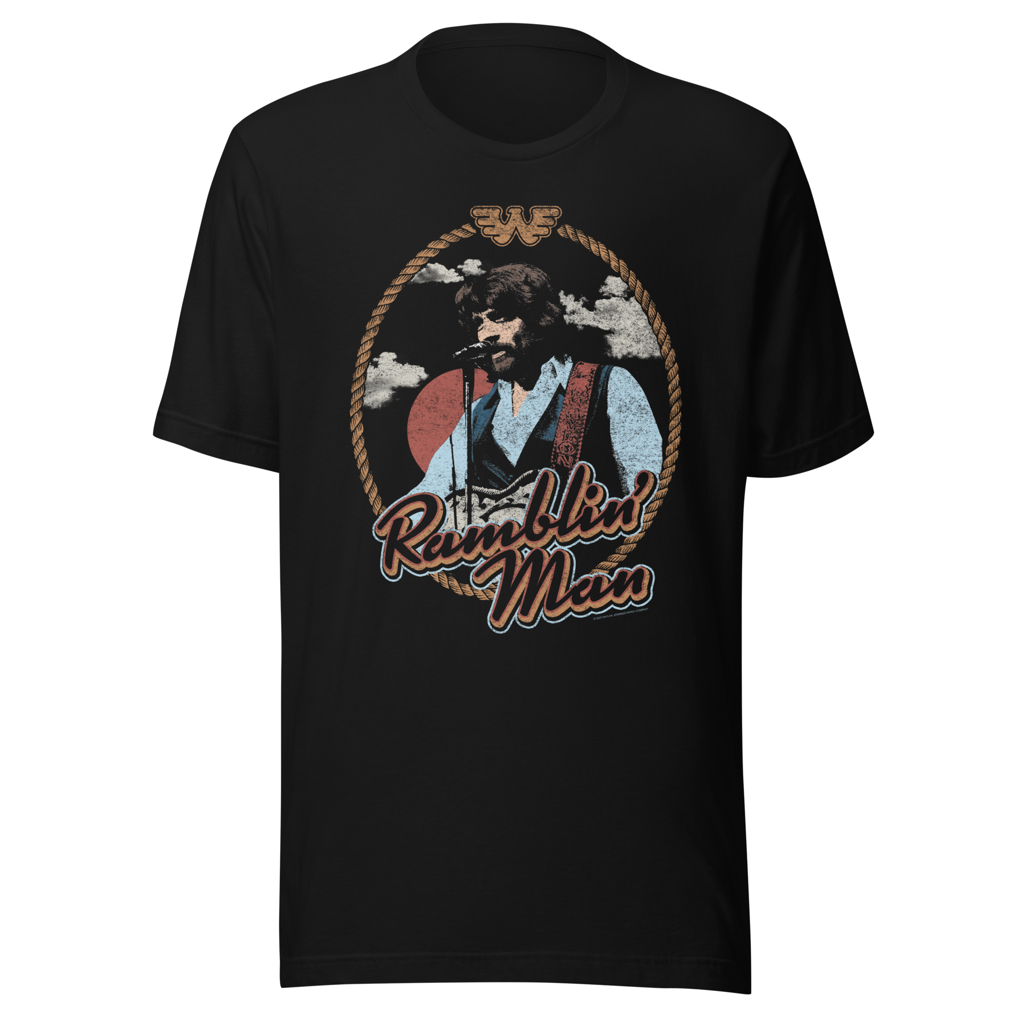 Stakes Waylon Jennings Ramblin Man T-Shirt Black