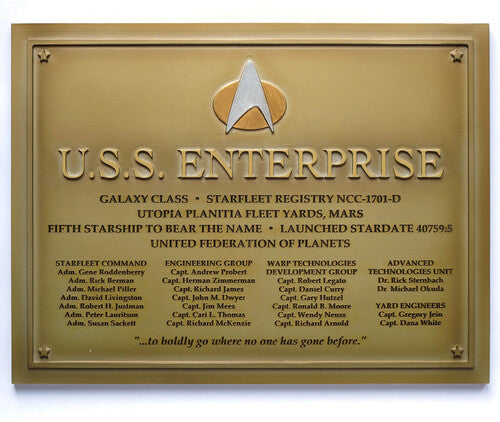Star Trek Plaque Uss Enterprise Ncc 1701-D Replica Star Trek: The Next Generation - Resin Dedication Plaque - U.S.S. Enterprise NCC 1701-D - Collectibles