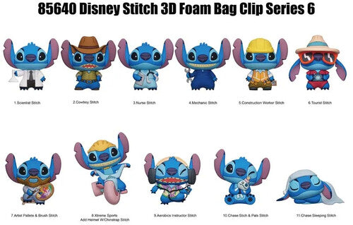 Stitch 3D Foam Bag Clip - Series 6 Monogram - Disney - Stitch 3D Foam Bag Clip - Series 6 - Collectible Accessories