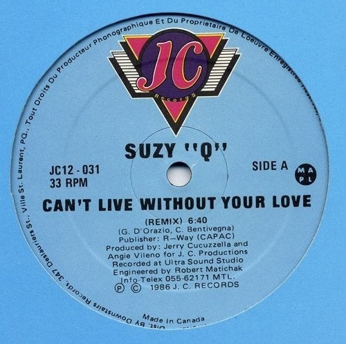 Suzy Q Can't Live Without Your Love - Record Album - Vinyl LP