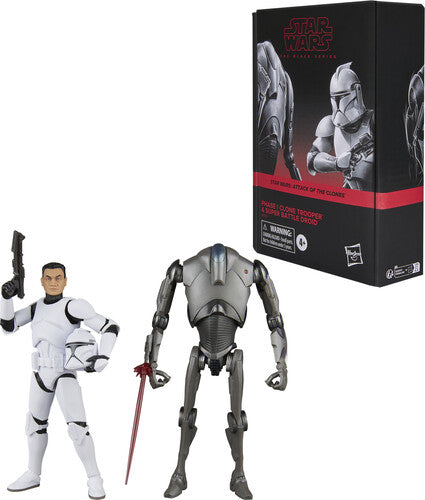 SW Bl Cupid Star Wars: Attack of the Clones - Black Series - Phase I Clone Trooper & Super Battle Droid Action Figure 2-Pack - Action Figures