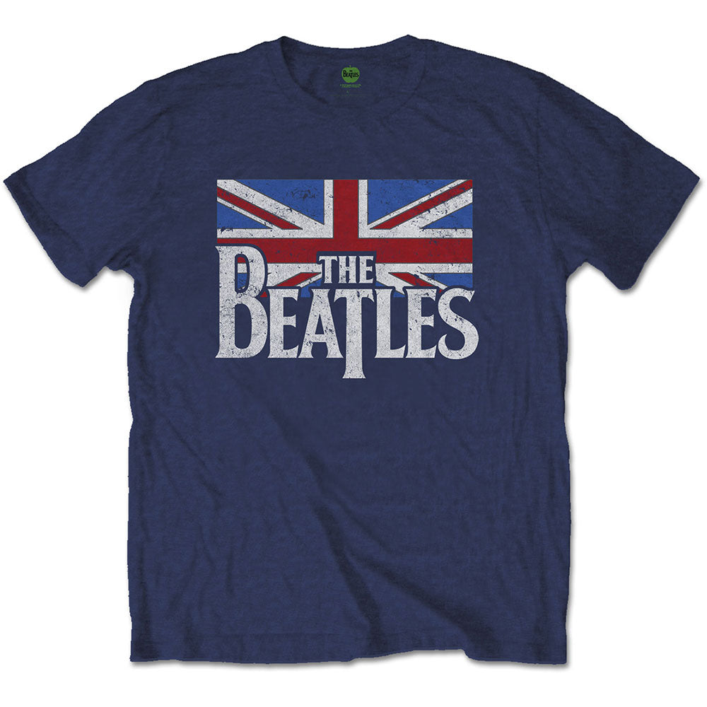 The Beatles Drop T Logo & Vintage Flag Blue