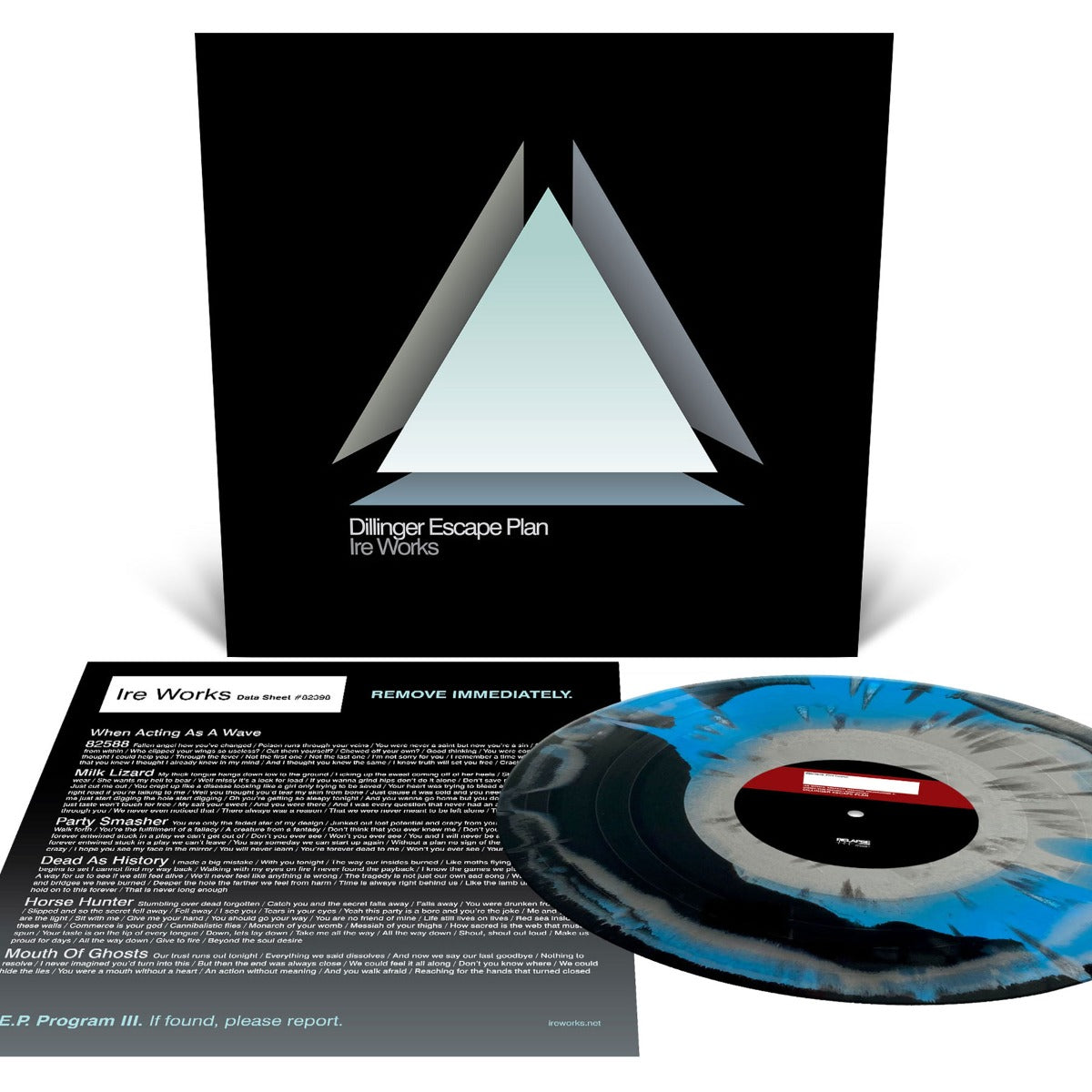The Dillinger Escape Plan Ire Works (Black, Cyan Blue and Metallic Silver Tri Color Merge with Neon Magenta, White and Metallic Silver Splatter)