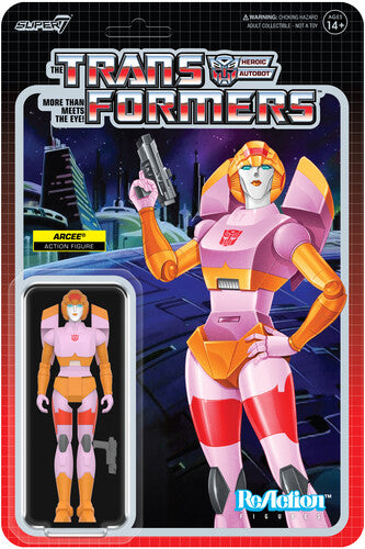 Transformers Reaction Figures Wave 08 - Arcee (Pin Super7 - Transformers - Reaction Figures Wv8 - Arcee (Pink & Orange) - Merchandising Product