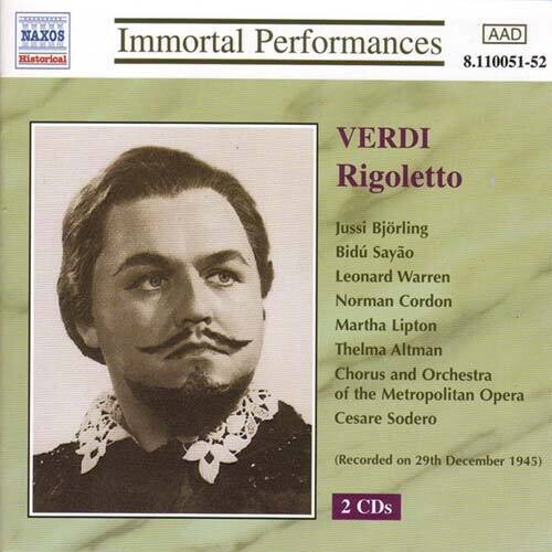Verdi Verdi: Rigoletto (Bjorling Sayao Warren) (1945) - 2-Disc CD Album