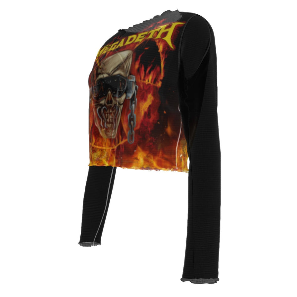Yoycol Megadeth Flaming Vic Women's Mesh Top As Shown