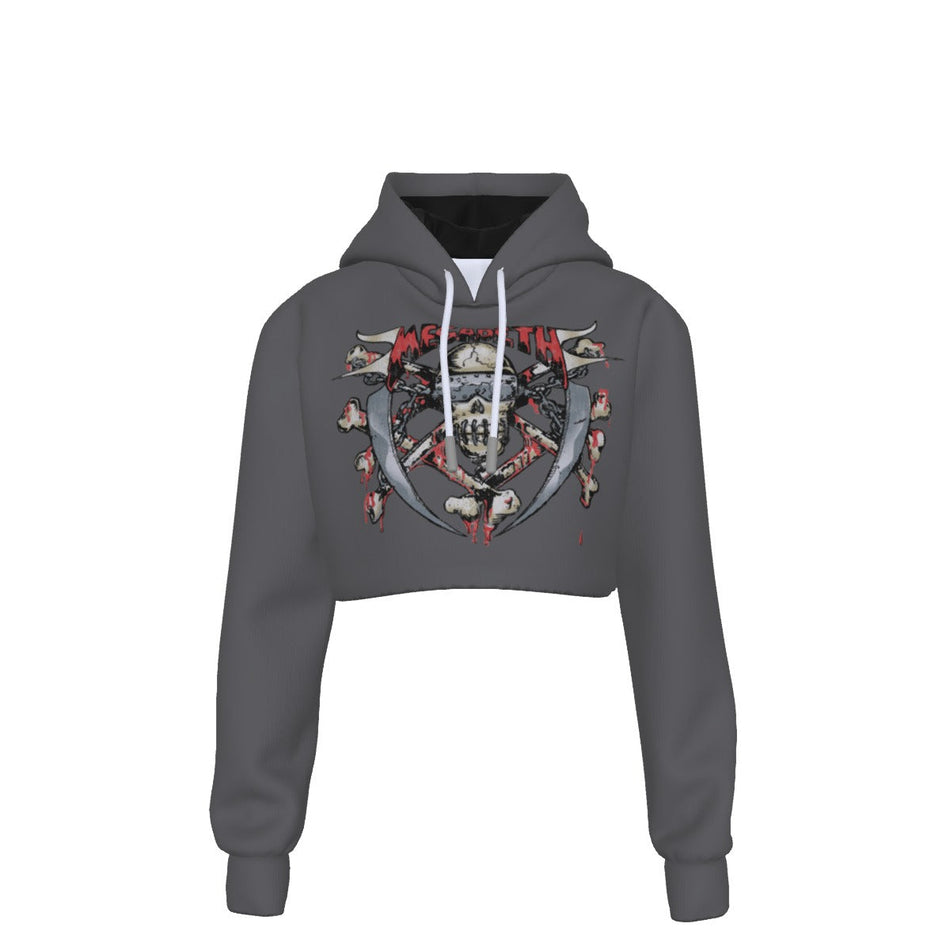 Yoycol Megadeth Vintage Blades Women's Cropped Hoodie As Shown