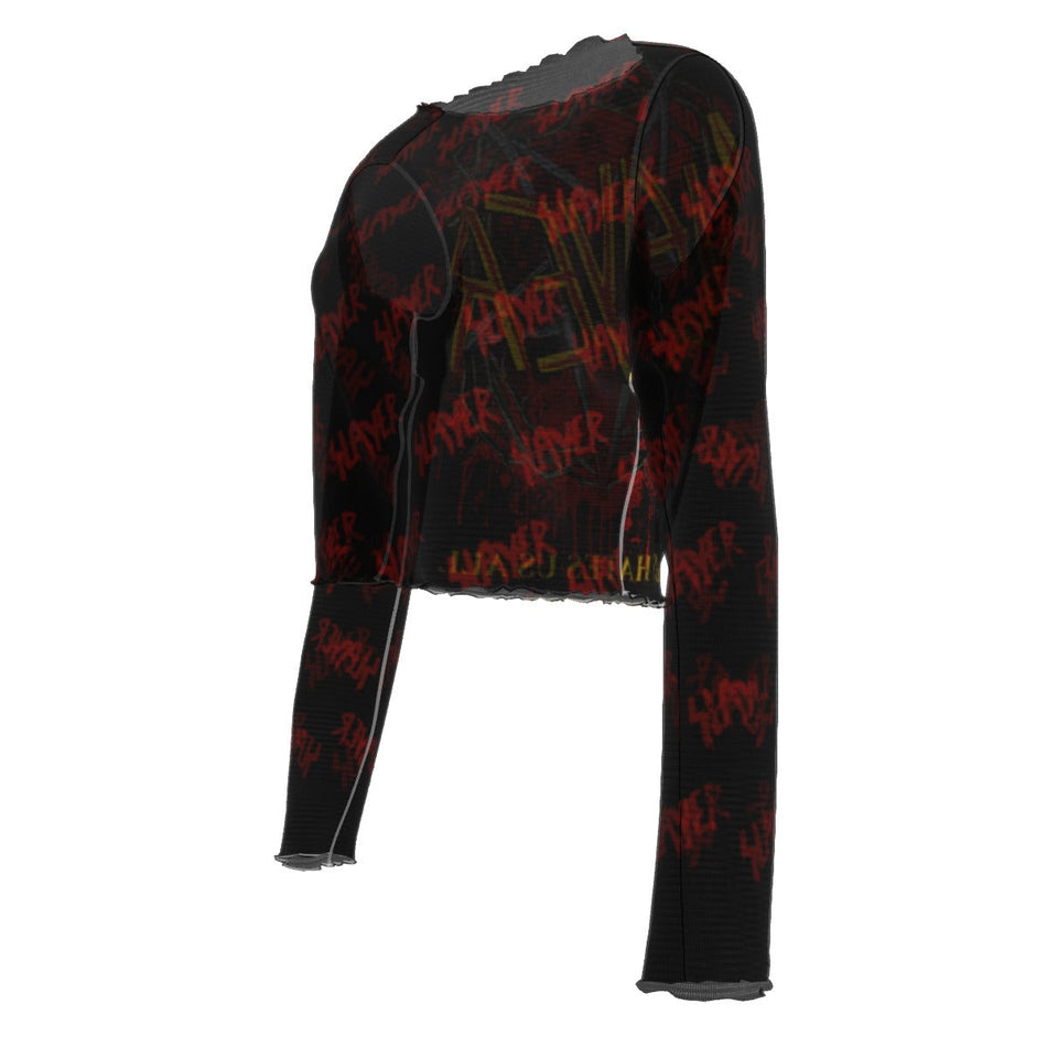 Yoycol Slayer Patterned Logo Women's Mesh Top As Shown